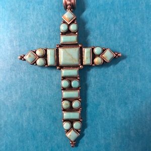 Turquoise Cross Pendant / 925 Sterling